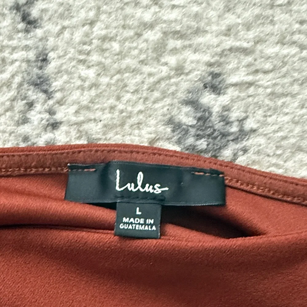 Lulu's Rust Red Square-Neck Ribbed Bodysuit - Picture 2 of 4